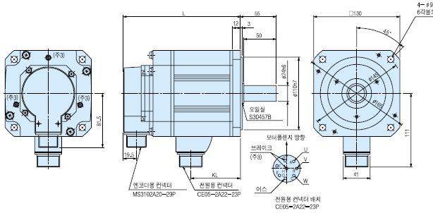 HC-SFS103B 서보모터 외형도