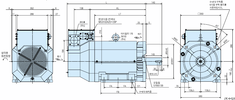 HA-LFS45K24 서보모터 외형도