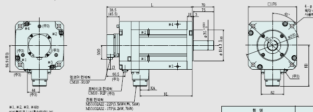 HF-SP421B 서보모터 외형도