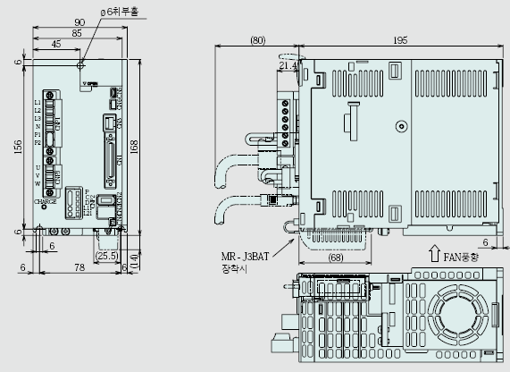 MR-J3-200A 서보앰프 외형도