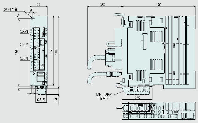 MR-J3-60A 서보앰프 외형도