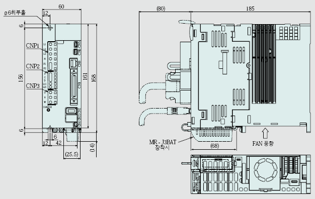 MR-J3-100B 서보앰프 외형도