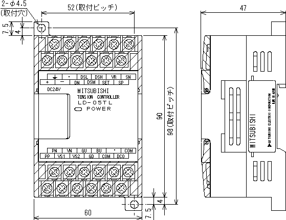 LD-05TL 장력 제어장치 외형치수
